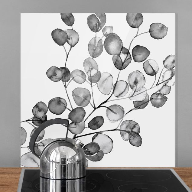 Decoración de cocinas Black And White Eucalyptus Twig Watercolour