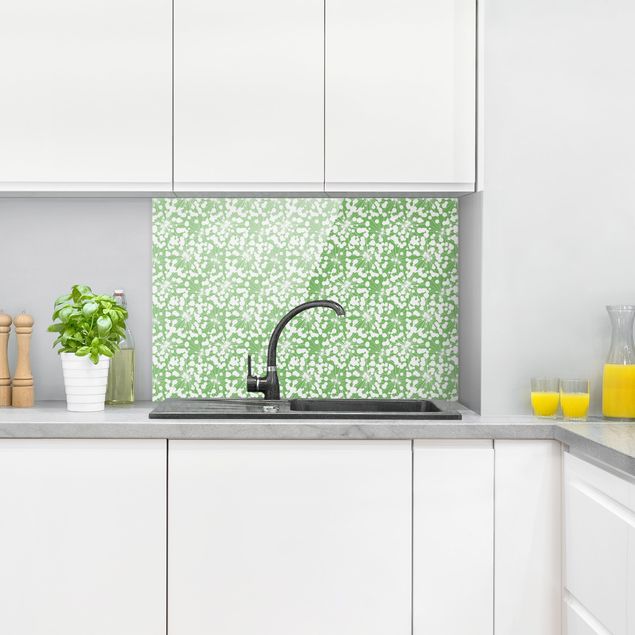 Panel antisalpicaduras cocina patrones Natural Pattern Dandelion With Dots In Front Of Green