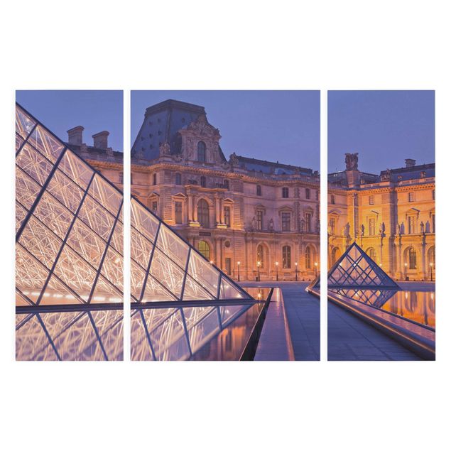 Cuadros de ciudades Louvre Paris At Night