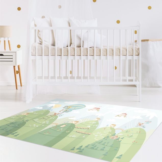 Decoración infantil pared Forest With Houses And Animals