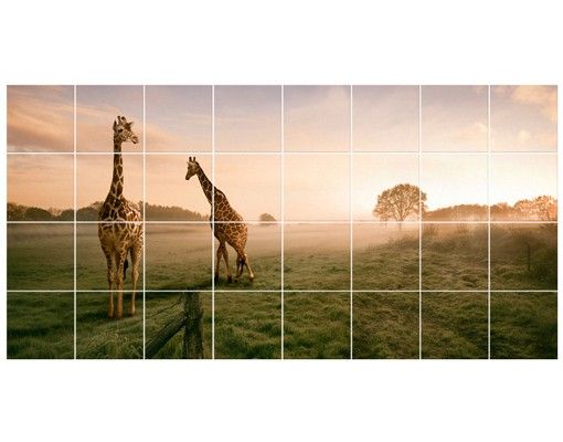 vinilos para cubrir azulejos baño Surreal Giraffes