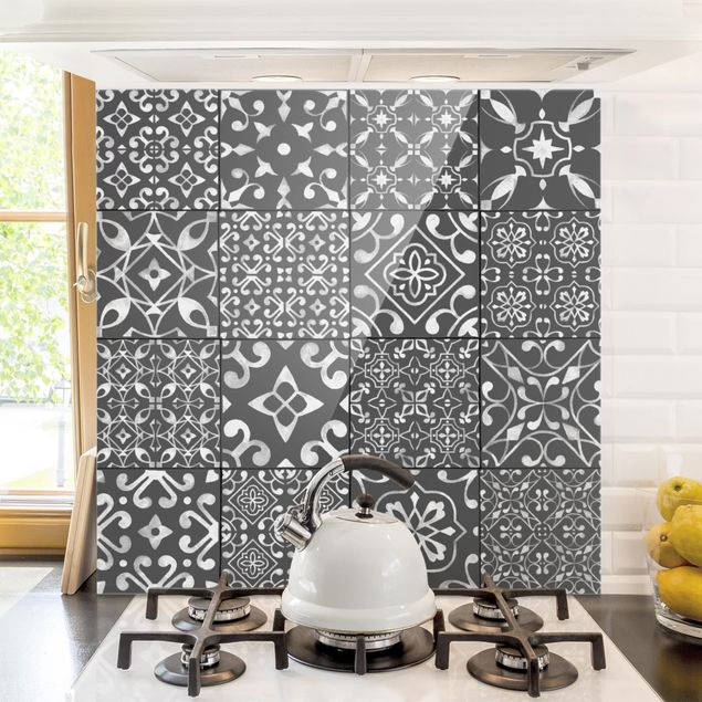 Decoración en la cocina Pattern Tiles Dark Gray White
