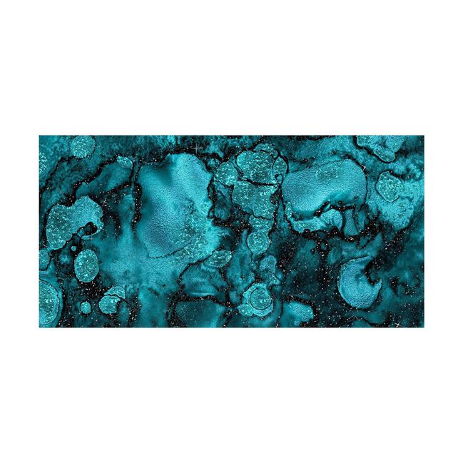 Alfombras abstractas Turquoise Drop With Glitter