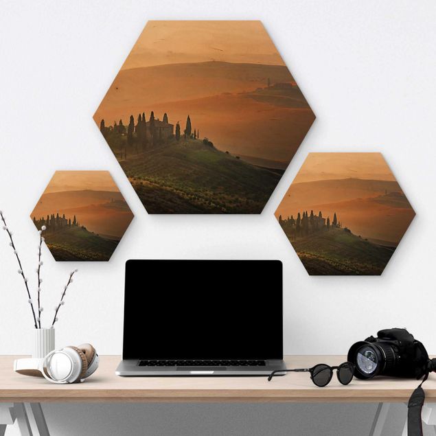 Hexagon Bild Holz - Dreams of Tuscany