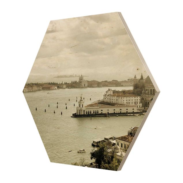 Hexagon Bild Holz - Lagune von Venedig