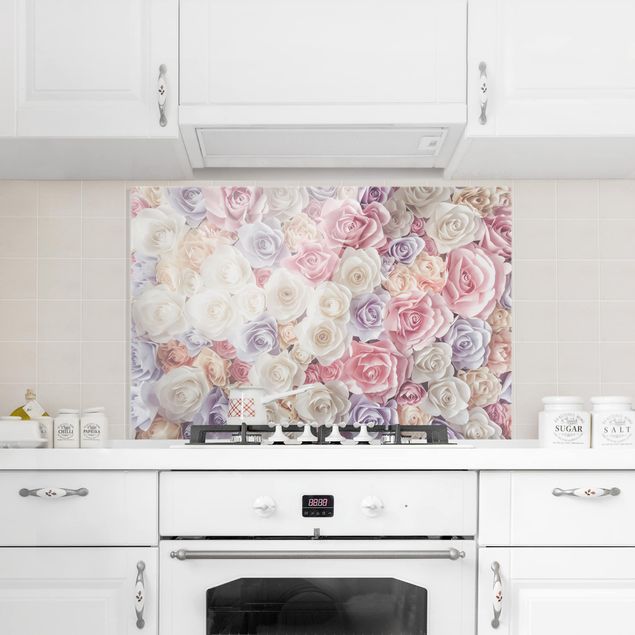 Panel antisalpicaduras cocina flores Pastel Paper Art Roses