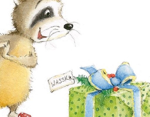 Vinilos animales No.684 - Vasily Raccoon - Vasily Gets A Present