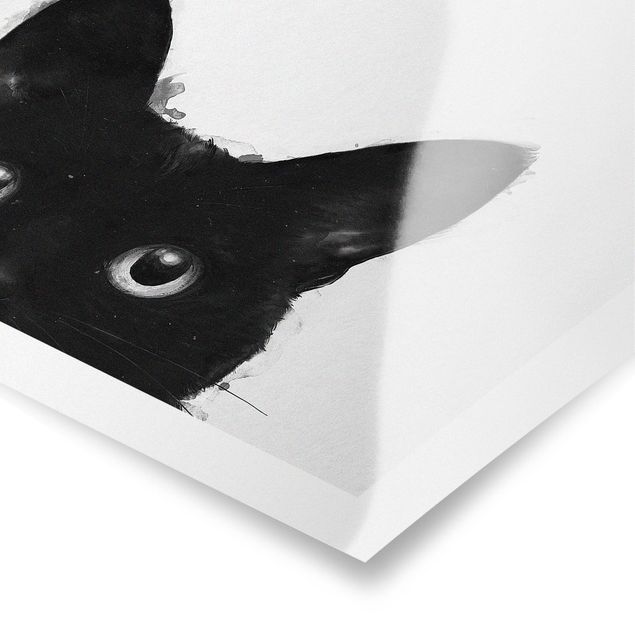 Cuadro negro Illustration Black Cat On White Painting