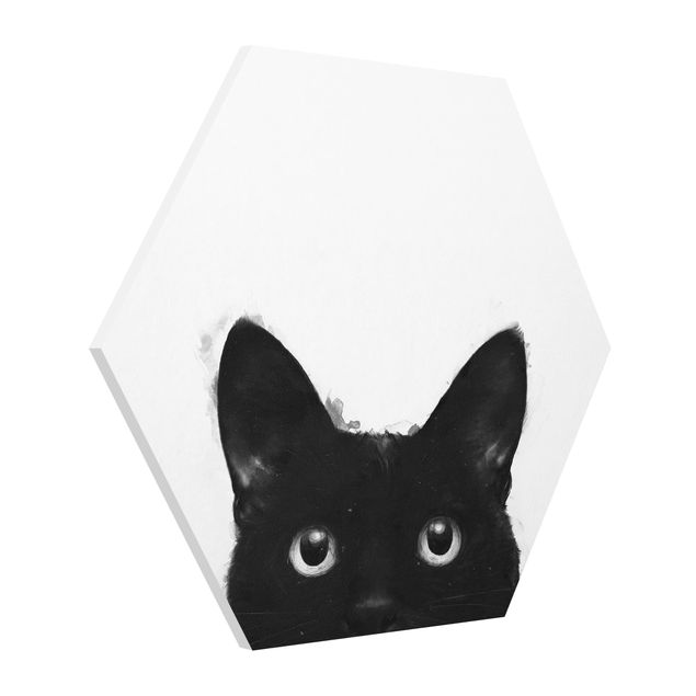 Cuadros decorativos modernos Illustration Black Cat On White Painting