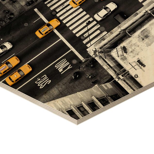 Hexagon Bild Holz - New York City Cabs