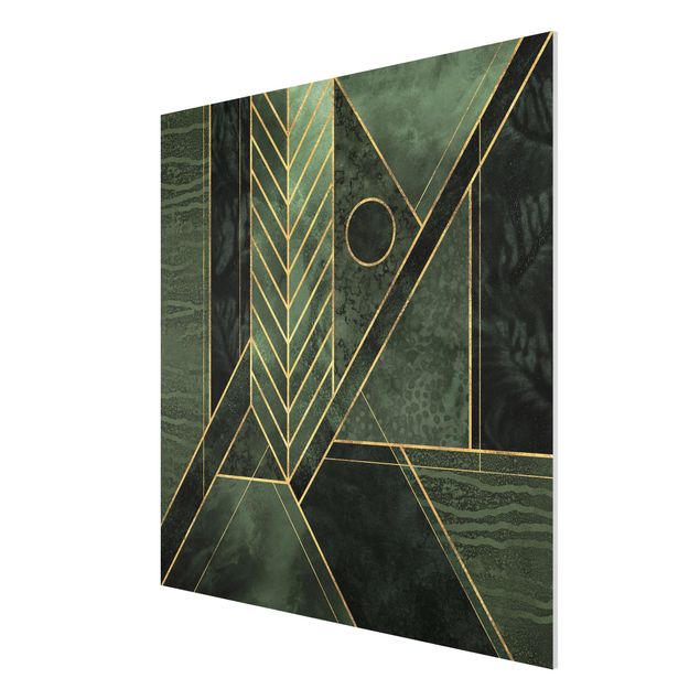 Cuadros de patrones Geometric Shapes Emerald Gold