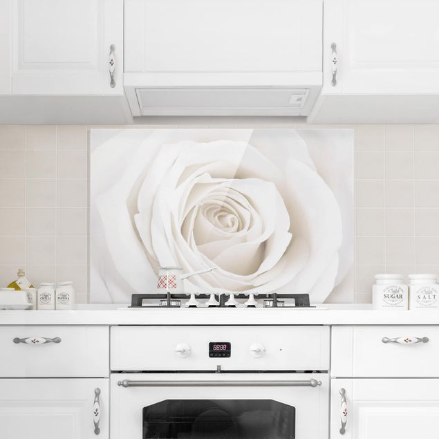 Panel antisalpicaduras cocina flores Pretty White Rose