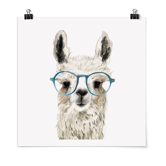 Póster animales Hip Lama With Glasses III