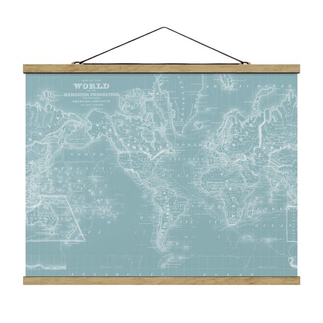 Cuadros azules World Map In Ice Blue