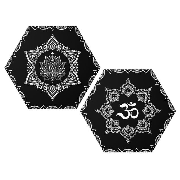 Cuadros modernos Lotus OM Illustration Set Black