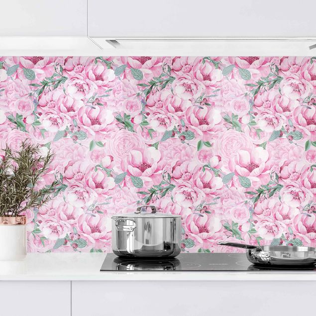Decoración en la cocina Pink Flower Dream Pastel Roses In Watercolour  II