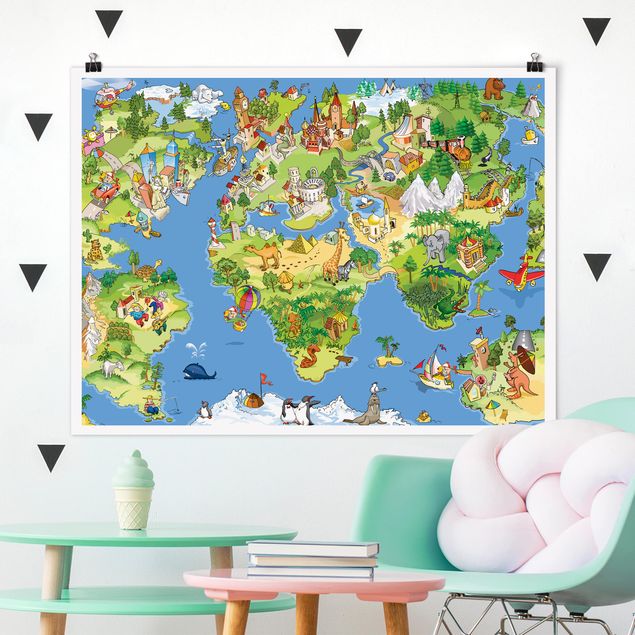 Decoración habitación infantil Great and Funny Worldmap