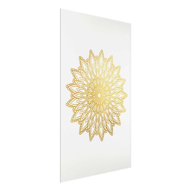 Cuadros de patrones Mandala Sun Illustration White Gold