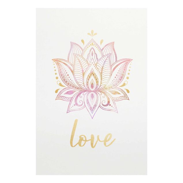 Cuadros Lotus Illustration Love Gold Light Pink