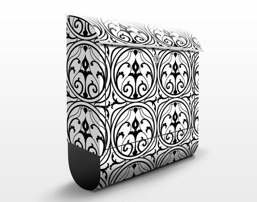 Buzón negro Ornamental Circles Design Pattern 39x46x13cm