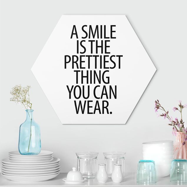 Cuadros con frases A Smile Is The Prettiest Thing Sans Serif