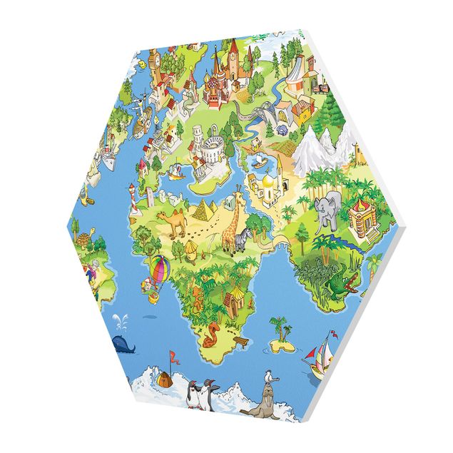 Cuadros hexagonales Great and Funny Worldmap