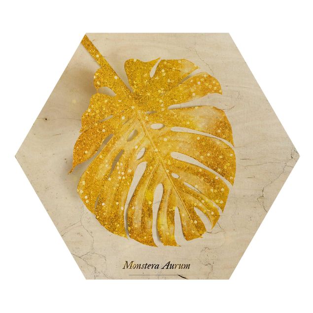 Cuadros hexagonales Gold - Monstera Aurum