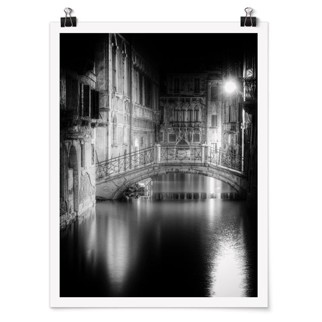 Póster blanco y negro Bridge Venice