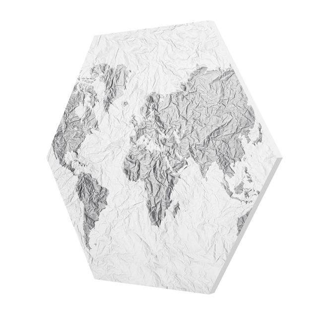 Cuadros decorativos Paper World Map White Grey