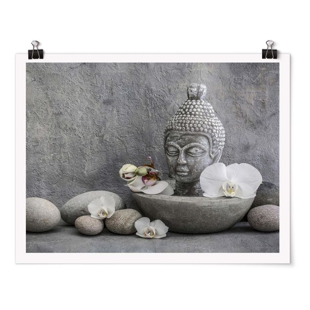 Láminas de cuadros famosos Zen Buddha, Orchid And Stone