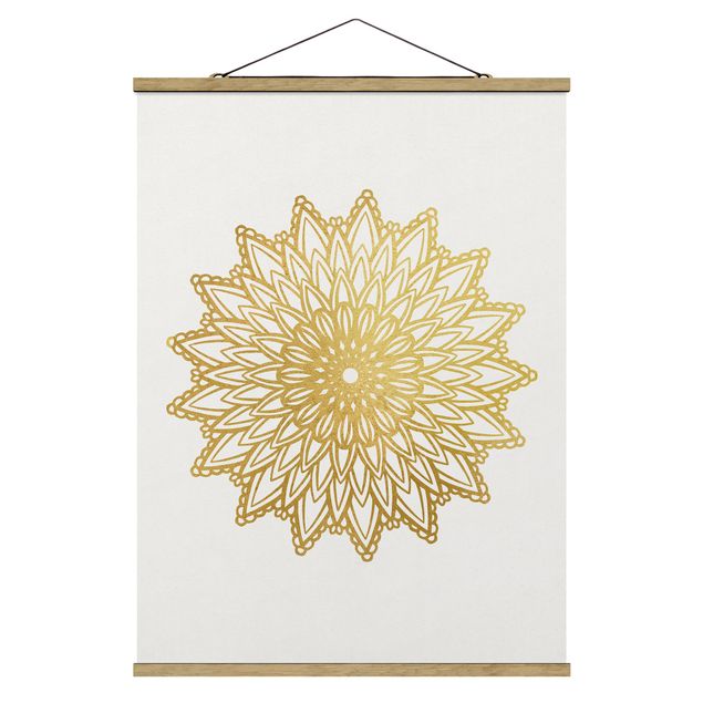 Cuadros espirituales  Mandala Sun Illustration White Gold