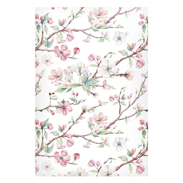 Tableros magnéticos flores Watercolour Branches Of Apple Blossom In Light Pink And White