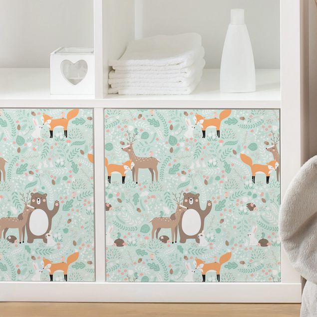 Papel adhesivo para muebles patrones Kids Pattern Forest Friends With Forest Animals