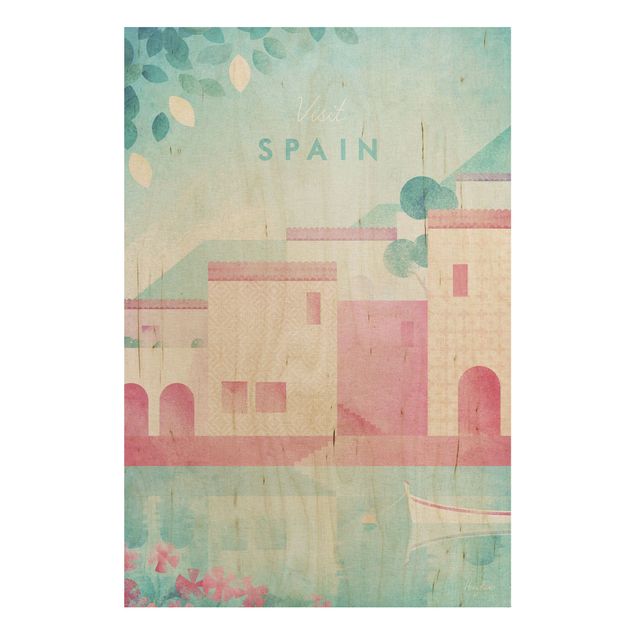 Cuadros vintage madera Travel Poster - Spain