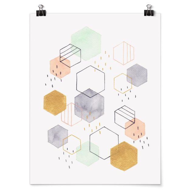 Cuadros abstractos para salón Hexagonal Scattering I