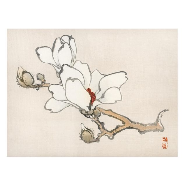 Tableros magnéticos flores Asian Vintage Drawing White Magnolia