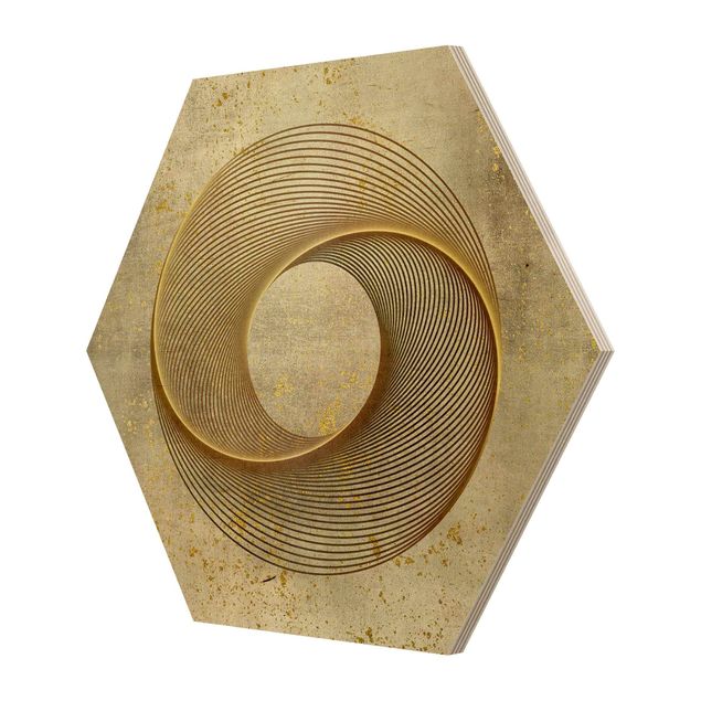 Cuadros modernos Line Art Circle Spiral Gold