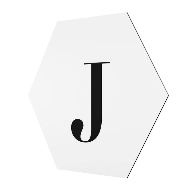 Cuadros hexagonales Letter Serif White J