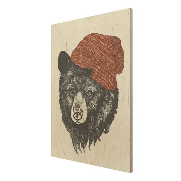 Cuadros Laura Graves Arte Illustration Bear With Red Cap Drawing