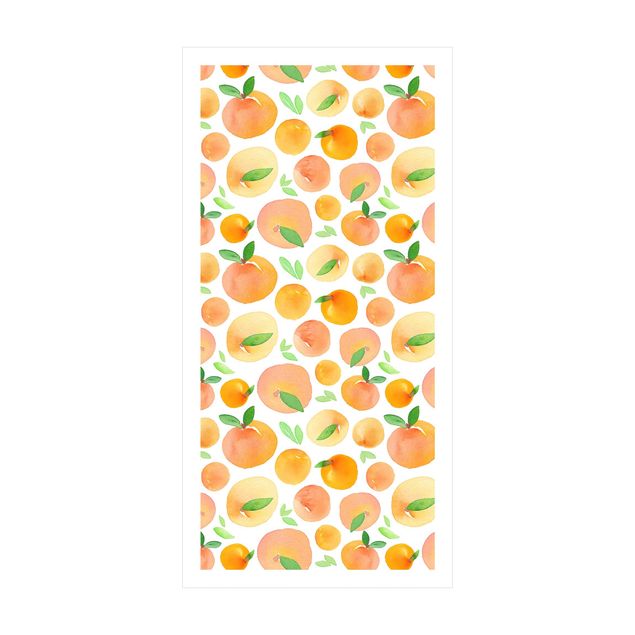 Alfombra naranja Watercolour Oranges With Leaves In White Frame
