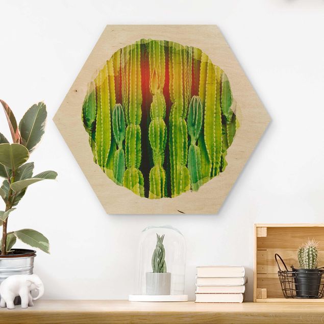 Cuadros de madera flores WaterColours - Cactus Wall