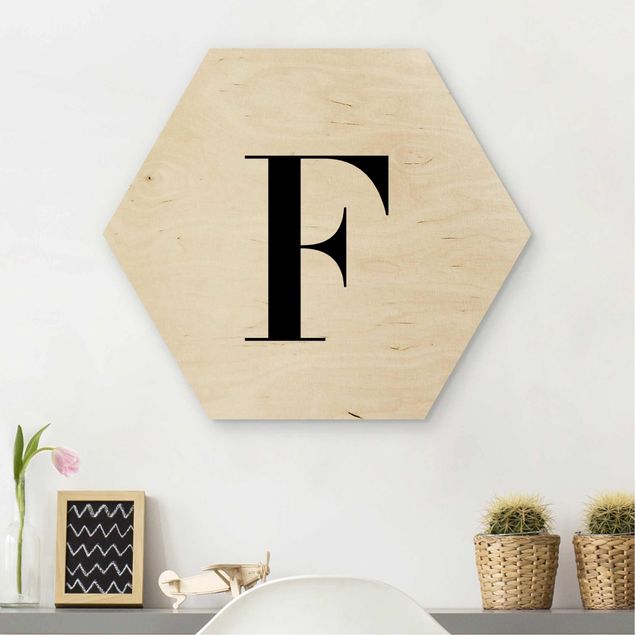 cuadros en madera con frases Letter Serif White F
