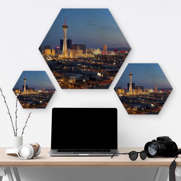 Hexagon Bild Holz - Viva Las Vegas
