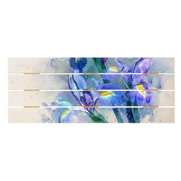 Cuadros en madera Watercolour Flowers Iris