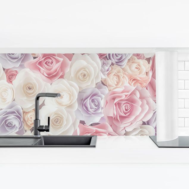 Salpicaderos de cocina Pastel Paper Art Roses