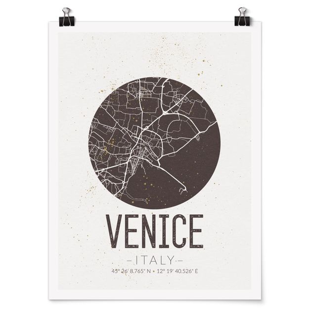 Póster frases Venice City Map - Retro