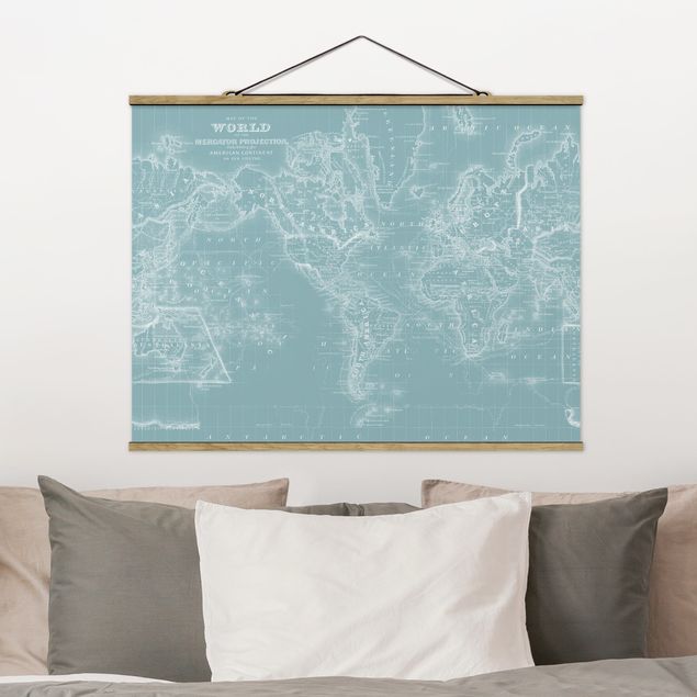 Decoración de cocinas World Map In Ice Blue