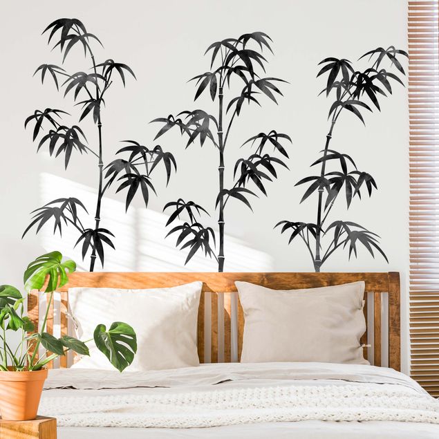 Vinilos de plantas para pared Watercolour Bamboo Tree Black