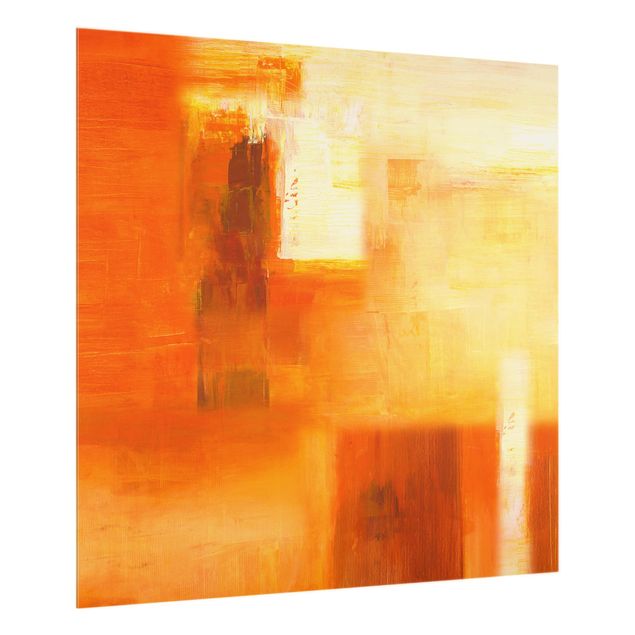 Paneles de vidrio para cocinas Petra Schüßler - Composition In Orange And Brown 02