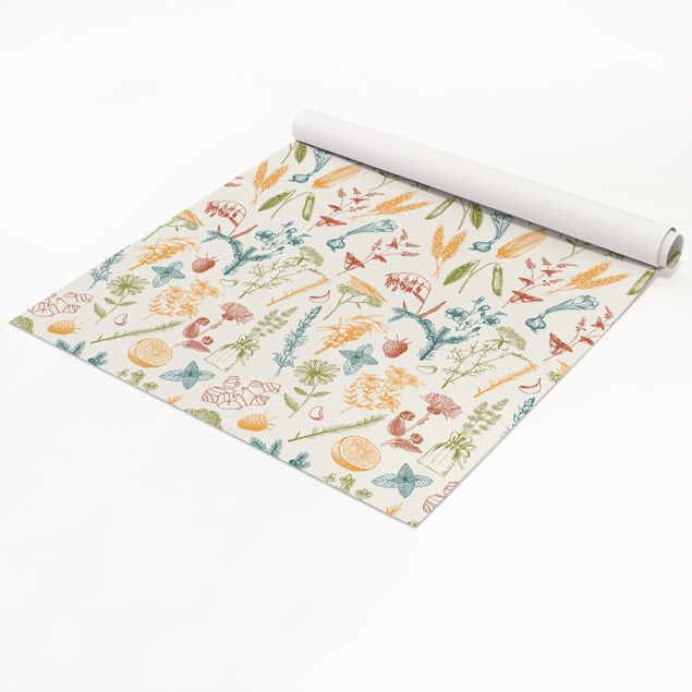Papel adhesivo para muebles patrones Set Of Two Pattern With Fruit,Herbs And Grain